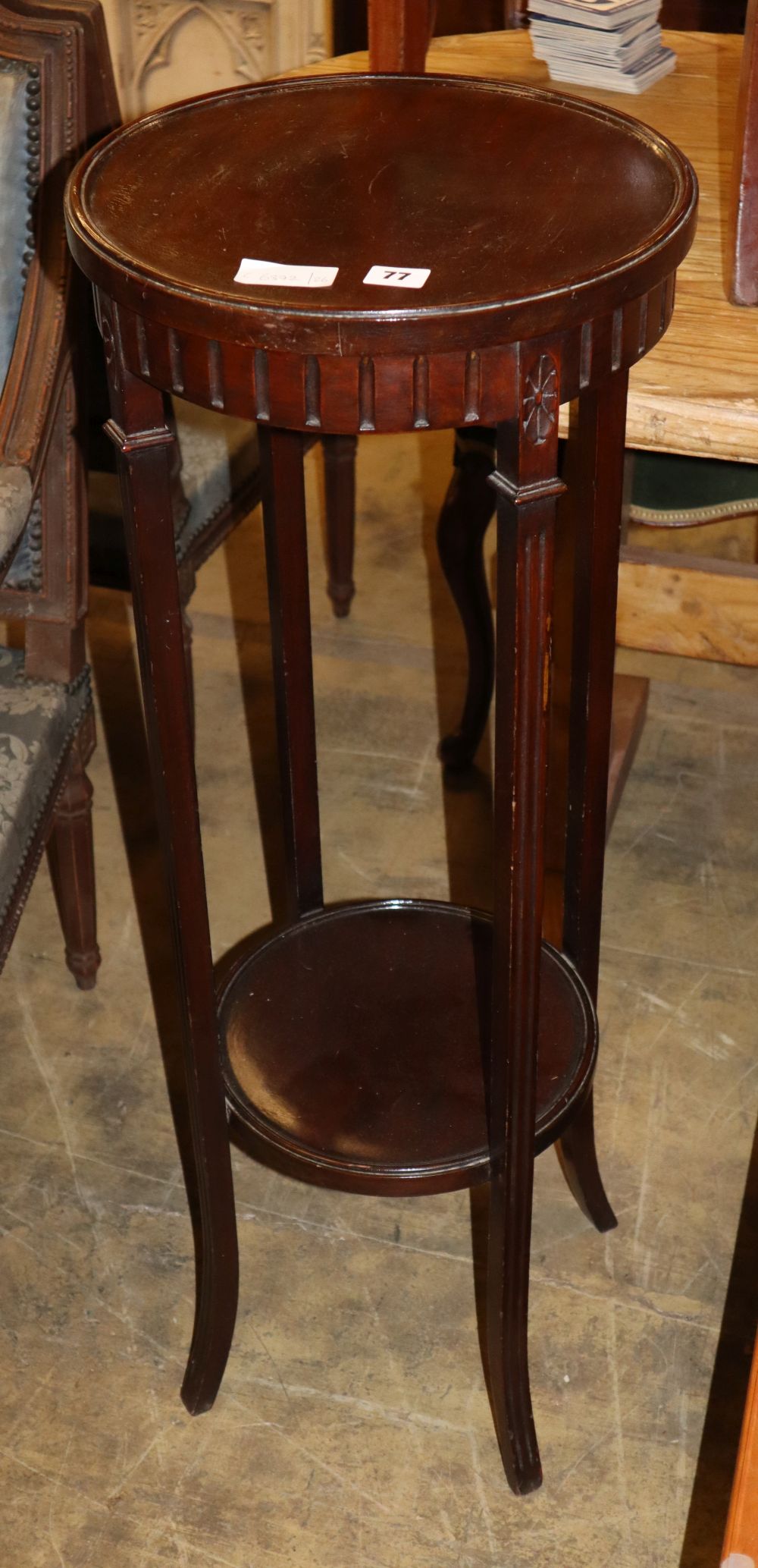 A Victorian mahogany two tier jardiniere stand, W,35cm, H.99cm